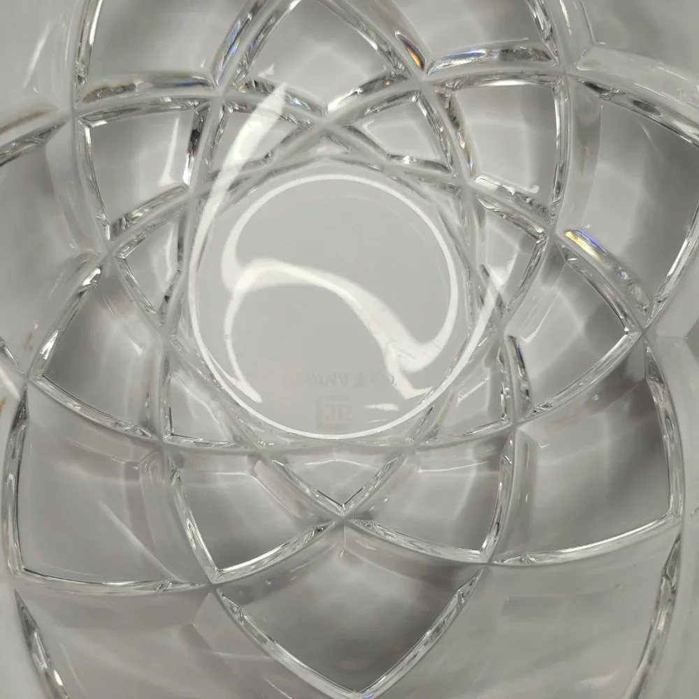 Tiffany & Co Josef Riedel Crystal Bowl Diamond Pattern Large Wedding Gift Classy